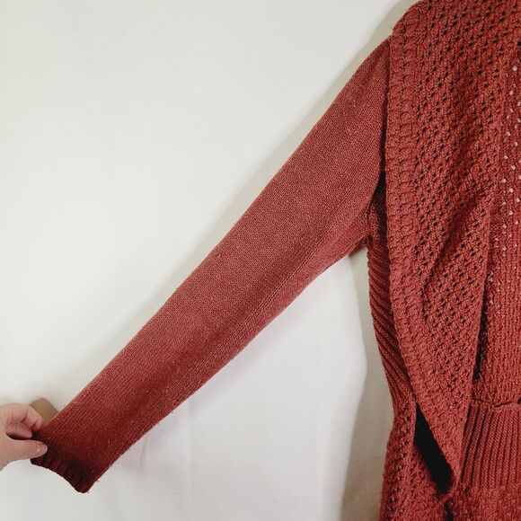 Kismet Dusty Rose Open Front Knit Sweater - Picture 4 of 7